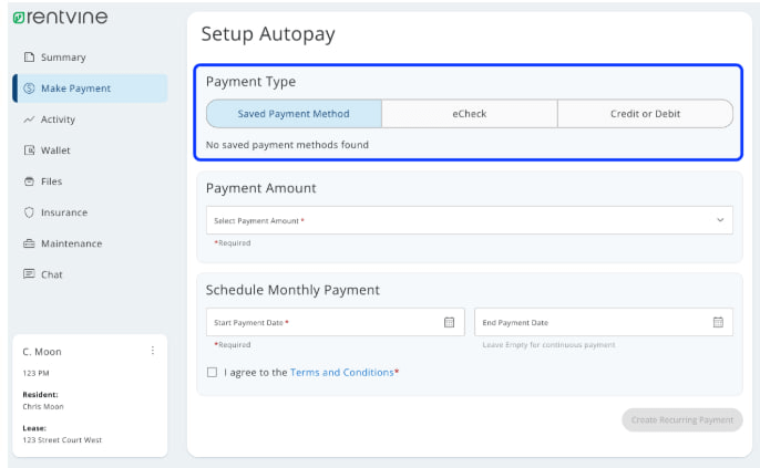 a payment on Rentvine