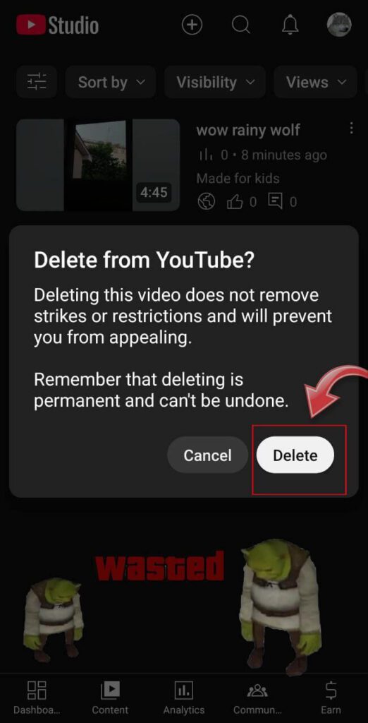 Final deletion of a video on YouTube