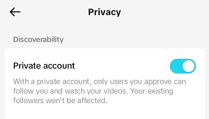Private account TikTok